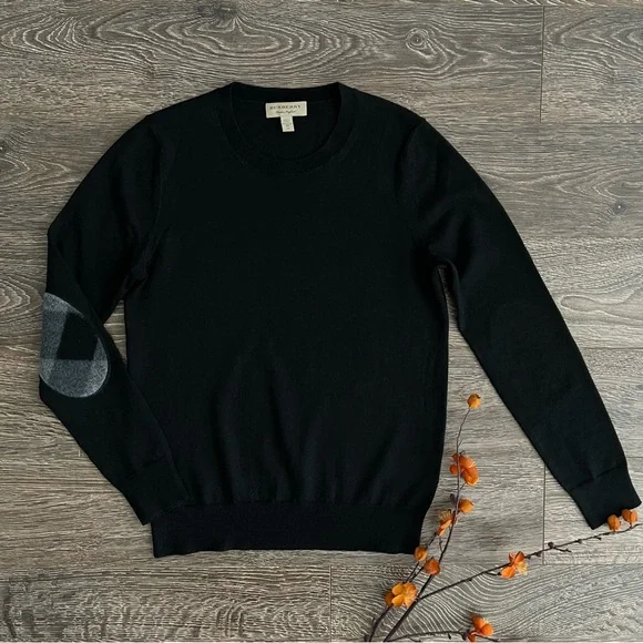 Burberry Check Detail Merino Wool Crew Neck Sweater - Picture 2 of 8